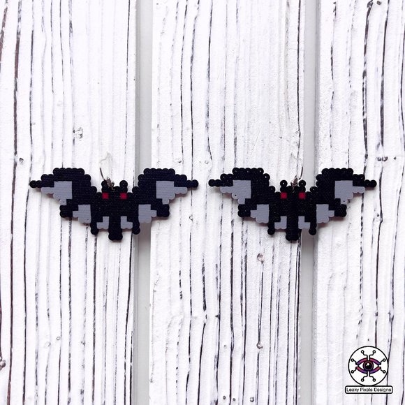 Halloween Bat Perler Earrings - Picture 1 of 2